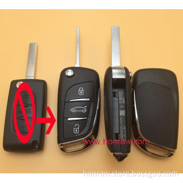 New arrival citroen 3 button flip remote key blank with VA2 307 Blade with battery place for citroen car key